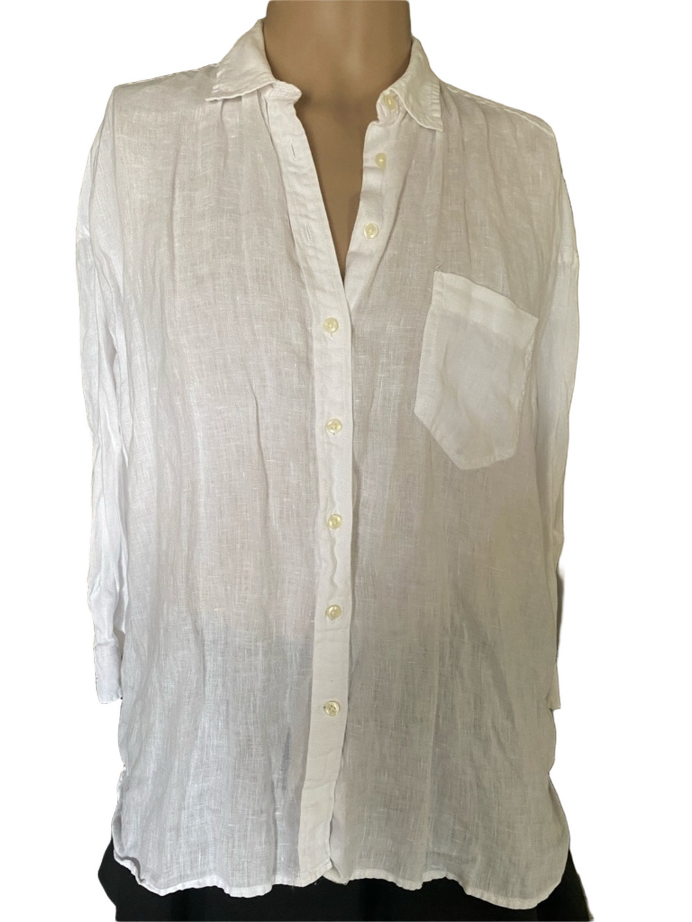 GAP White Semi-Sheer Linen Button-Down Shirt